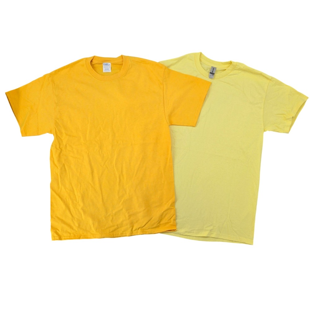 Gildan Port & Company NWOT Unisex MEDIUM 2 Pack Yellow‎ Tshirts Basic Cotton